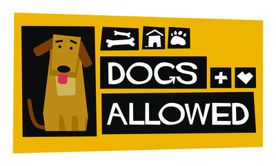 Dogs Allowed Poster Sign Board Design For Door