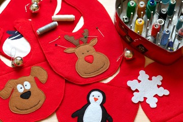 Handmade, gift to child for new year and Christmas. New Year's deer.