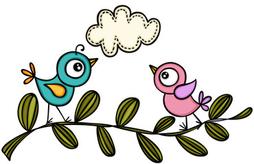 Couple birds on branch
