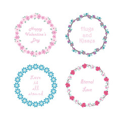 Collection of floral wreath with text