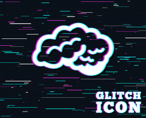 Glitch effect. Brain with cerebellum sign icon. Human intelligent smart mind. Background with colored lines. Vector