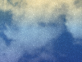 Cumulus clouds and drops of rain on glass. Abstract raindrops on the glass after the rain. Vector background
