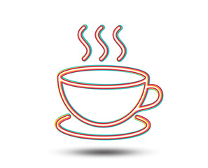 Coffee drink line icon. Hot cup sign. Fresh beverage symbol. Colourful graphic design. Vector