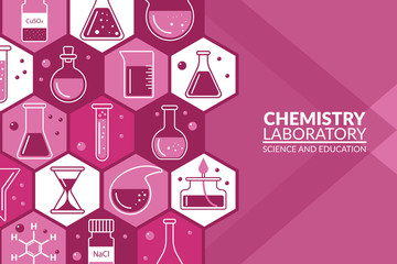 Scientific laboratory research creative banner. Vector illustration