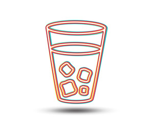 Ice tea line icon. Soda drink sign. Fresh cold beverage symbol. Colourful graphic design. Vector