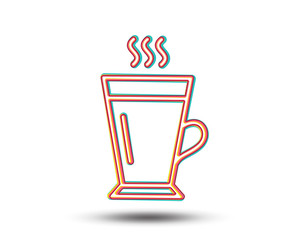 Latte line icon. Hot Coffee or Tea sign. Fresh beverage symbol. Colourful graphic design. Vector