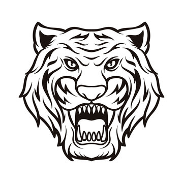 Tiger Silhouette Black and White Animal Logo Vector Icon