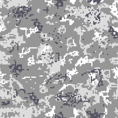 Seamless gray camouflage of pixel pattern