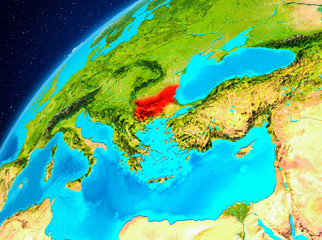 Fototapeta na wymiar Bulgaria on Earth from space