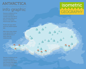 Isometric 3d Antarctica physical map elements. Build your own geography info graphic collection