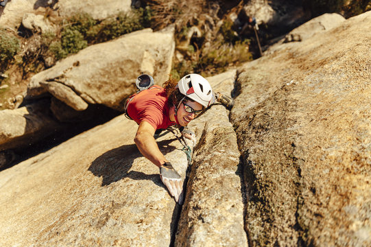 Climber rock climbing