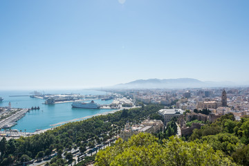 Obraz premium Malaga city panorama, as seen form Gibralfaro castle