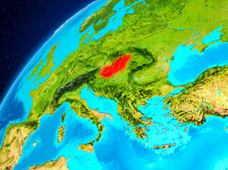 Fototapeta na wymiar Hungary on Earth from space