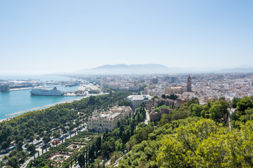 Fototapeta na wymiar Malaga city panorama, as seen form Gibralfaro castle
