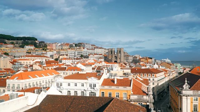 Lisbon Panorama. Timelapse 4k. Lisbon is the capital and the largest city of Portugal. Lisbon is continental Europe's westernmost capital city and the only one along the Atlantic coast.