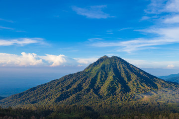 Obraz na płótnie Canvas Landscape view of big mountain at Kawah Ijen volcano. Ijen volcano the famous tourist attraction near Banyuwangi, East Java, Indonesia