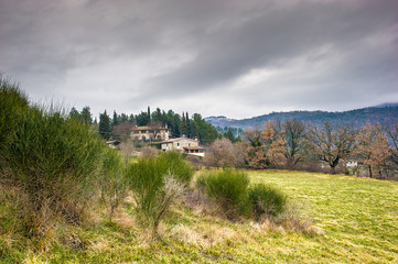 Beautiful landscape of Tuscany coutryside with stormy weather