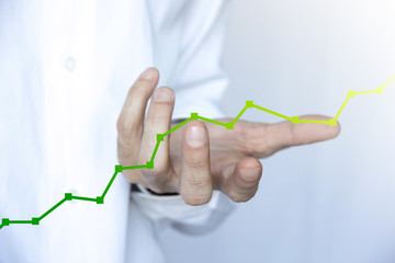 mano, grafico economia, istogrammi, statistiche