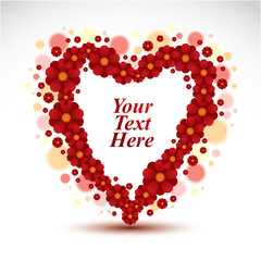 Decorative vector flower-patterned love heart made with a copy space inside. You can place your text here. Elegant floral heart can be used as design symbol on Valentine Day and wedding theme.