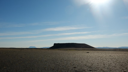 Volcanic desert with the edge of the volcano