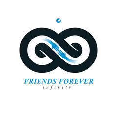 Friends Forever, everlasting friendship conceptual vector symbol isolated on white background.
