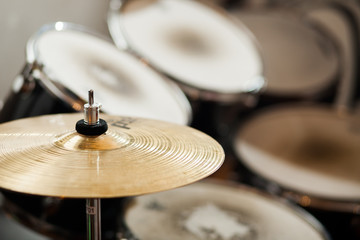 Obraz premium Drum cymbal close up. Old drums.