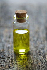 hemp seed oil on wooden surface