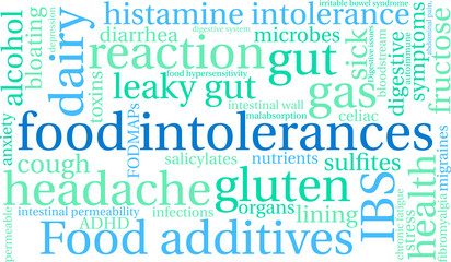Fototapeta premium Food Intolerances Word Cloud on a white background. 