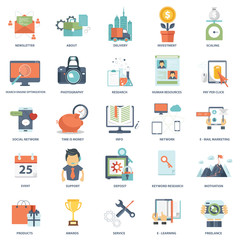 Set of modern flat design business vector info graphics icons