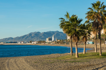 Malagueta beach in Malaga, Andalusia