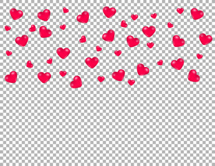 Valentine's day background with hearts isolated on the transparent background.