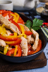 Fried slice of meat and pepper