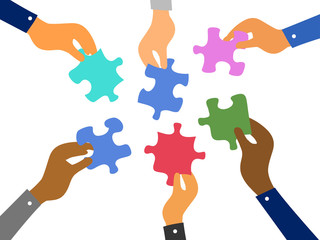 business teamwork jigsaw puzzles concept