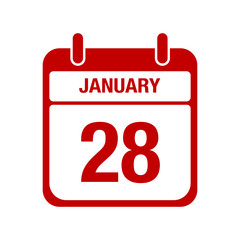 28 January calendar red icon. twenty eight
