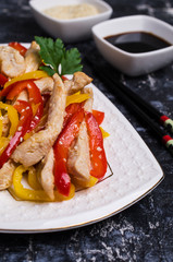 Fried slice of meat and pepper