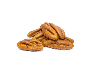 Fresh pecan nuts isolated on a white background