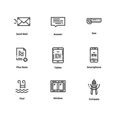 High quality line icons. Thin line icons for user interface and web