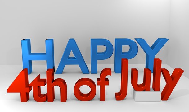 Happy 4th of July 3D text - Copyspace 