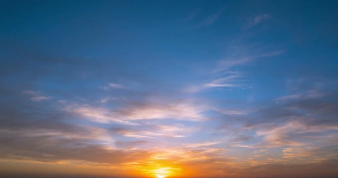 Beautiful sunset in the sky. timelapse