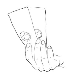 the hand is holding the paper money. illustration