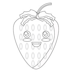 kawaii happy strawberry icon 
