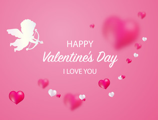 Obraz na płótnie Canvas Valentine's day, banner template. Pink heart with lettering, isolated on background. Heart tags poster design. Vector