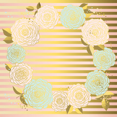 Roses. Flower bouquet. Framing. Gold. Frame.