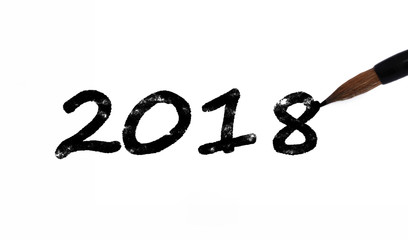 2018 en calligraphie chinoise. Nouvel an chinois
