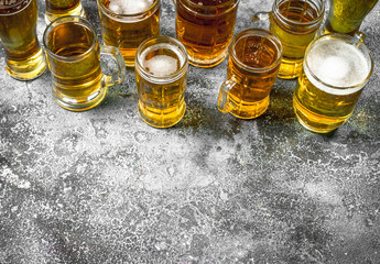 Glasses with fresh beer.