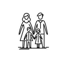 Young family Mother father and two kids.