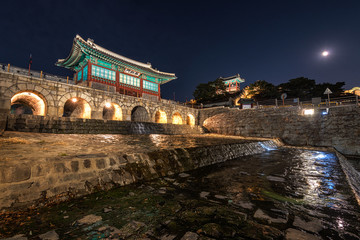 Hwahongmun Gate (Buksumun) in Hwaseong Fortress at suwon,Korea