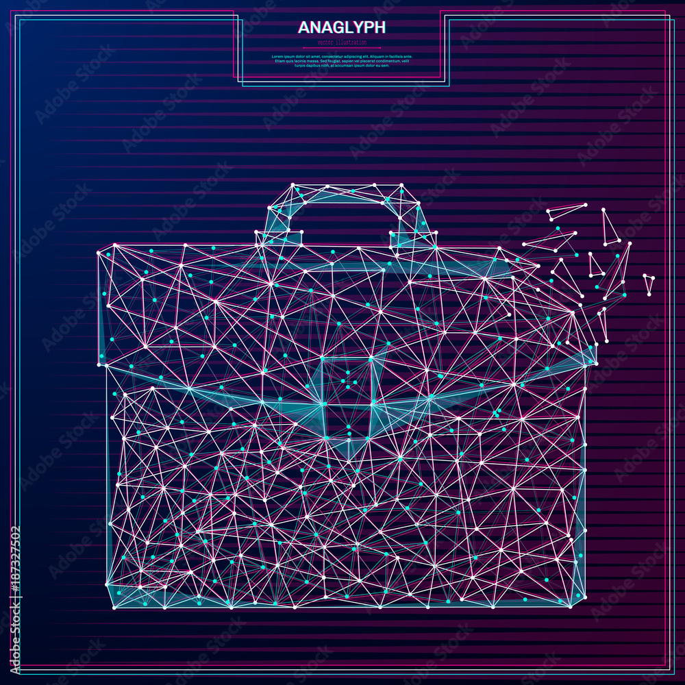 Aufkleber Vector distorted glitch concept. Tv distortion 3D effect stereoscopic, anaglyph portfolio.