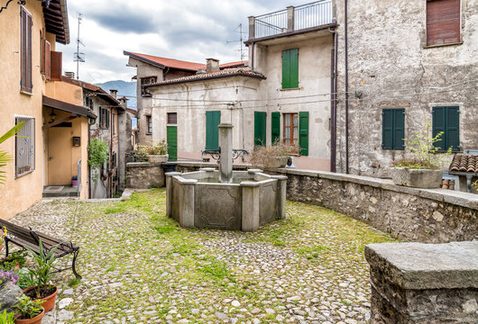 Narrow streets of Castello Valsolda. is a small village of ancient origin in the municipality of Valsolda, located on Lake Lugano province of Como, Italy