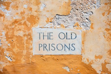 The Old Prisons sign, Gozo.